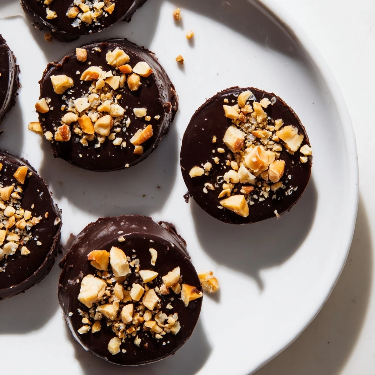 Homemade Chocolate Covered Banana Bites with Chopped Peanuts arranged on ice for an easy dessert platter.