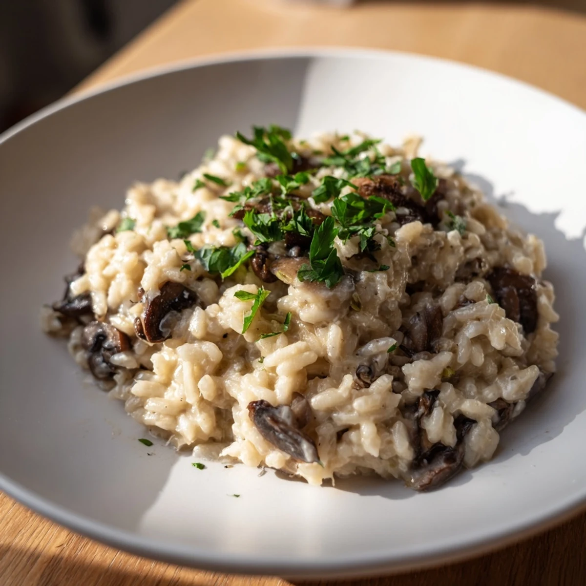 Served as a comforting vegetarian main dish, this Creamy Mushroom Risotto pairs beautifully with a glass of crisp white wine.
