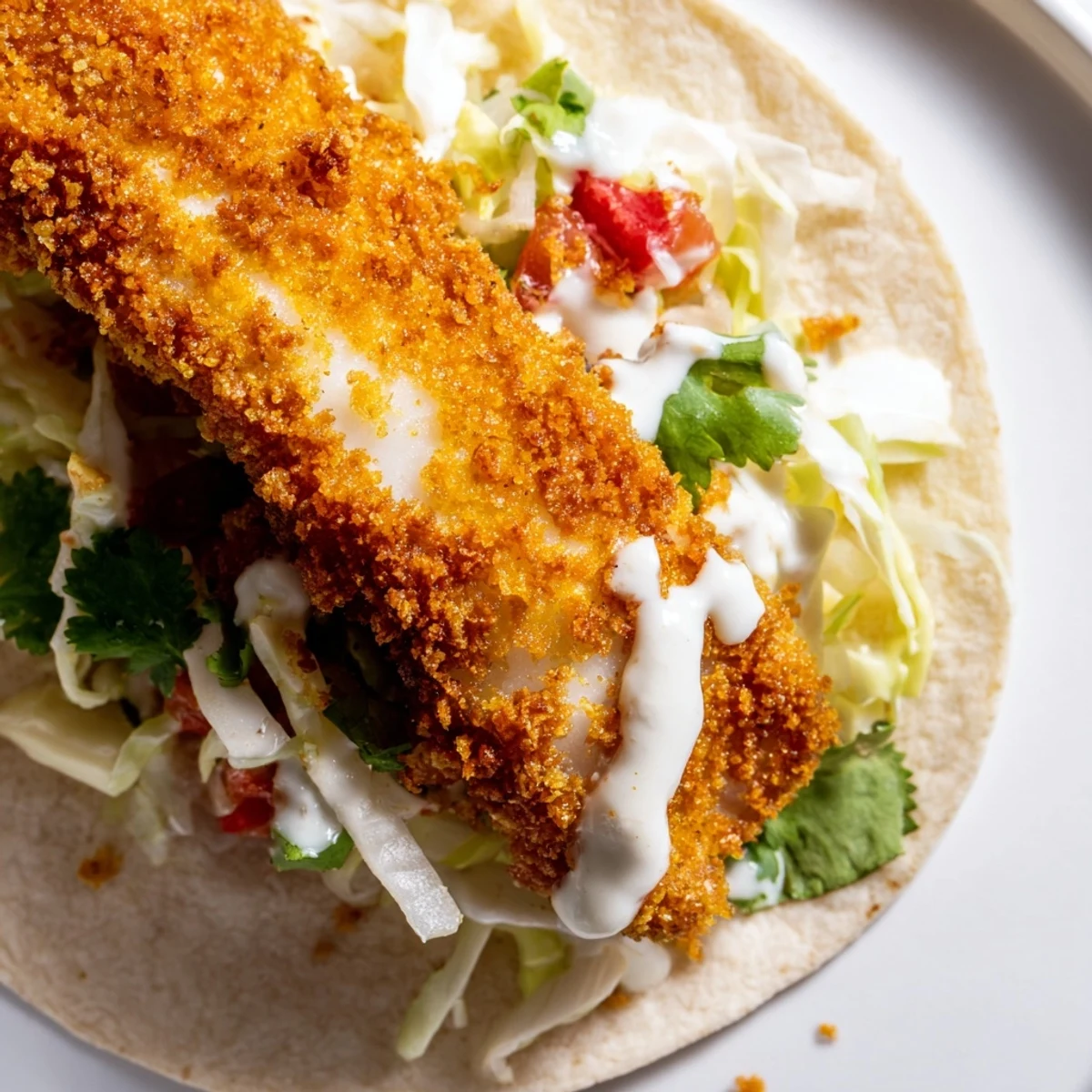 Golden Super Bowl Crispy Fish Tacos served with lime wedges and fresh cilantro on a festive game-day platter.