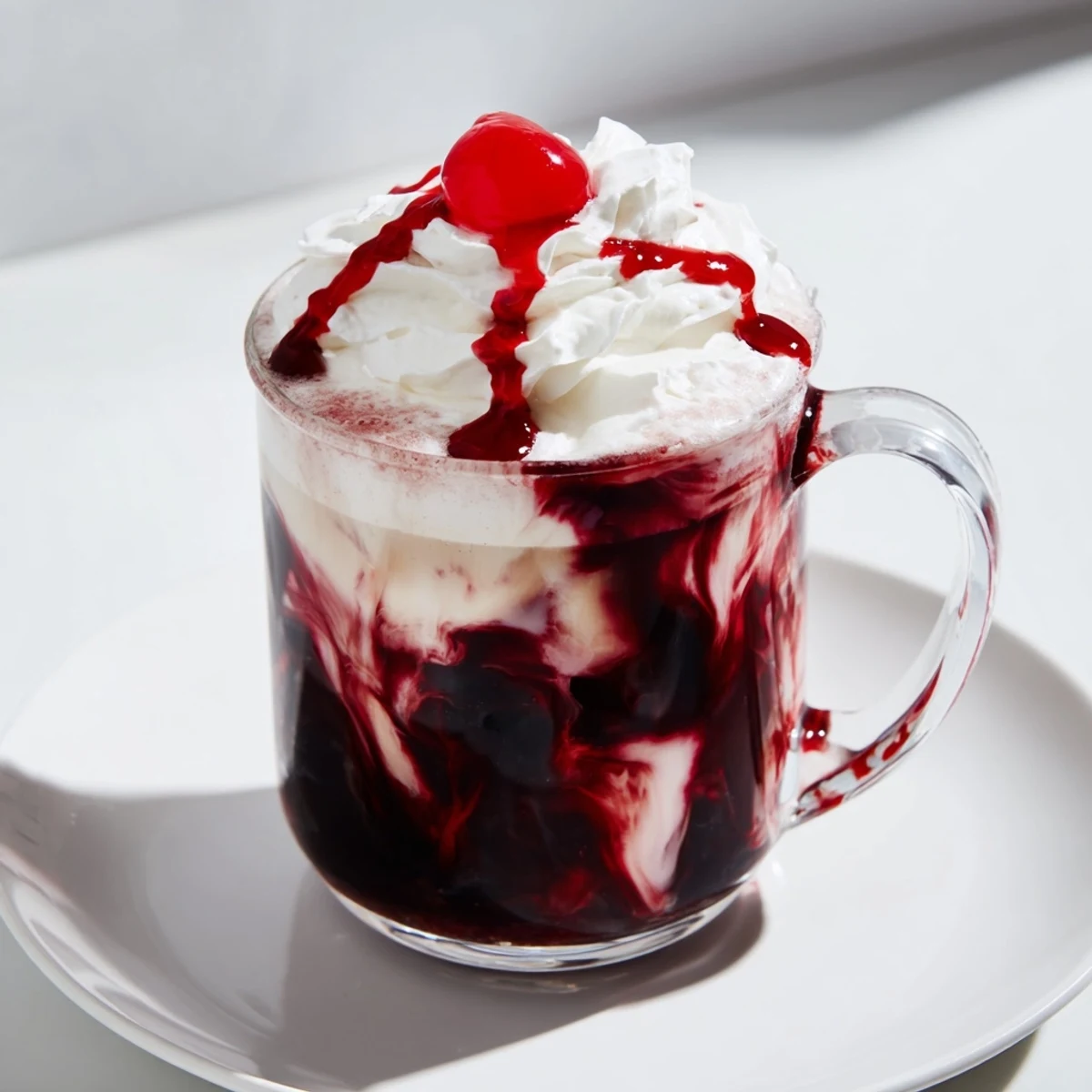 Rich espresso and frothy milk highlight the sweet cherry syrup in this latte.