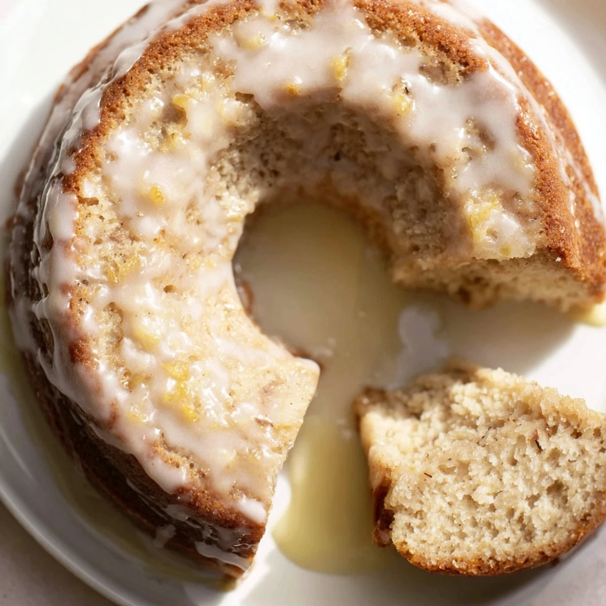 A close-up of Baked Banana Bread Donuts showing a soft crumb and warm cinnamon aroma, perfect for breakfast or a snack.  