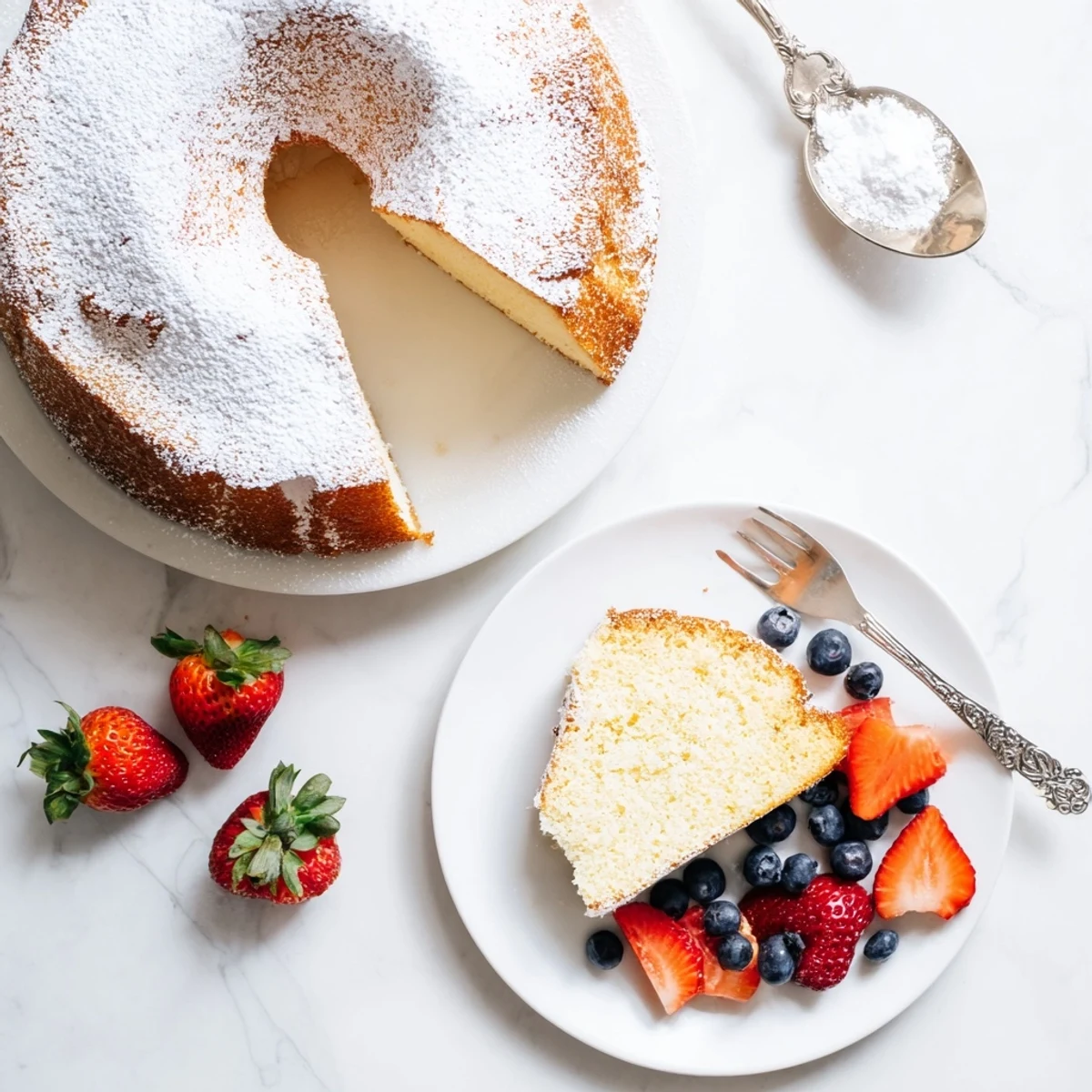 Fluffy Yogurt Cloud Cake shows a light texture with a tall, airy crumb structure.