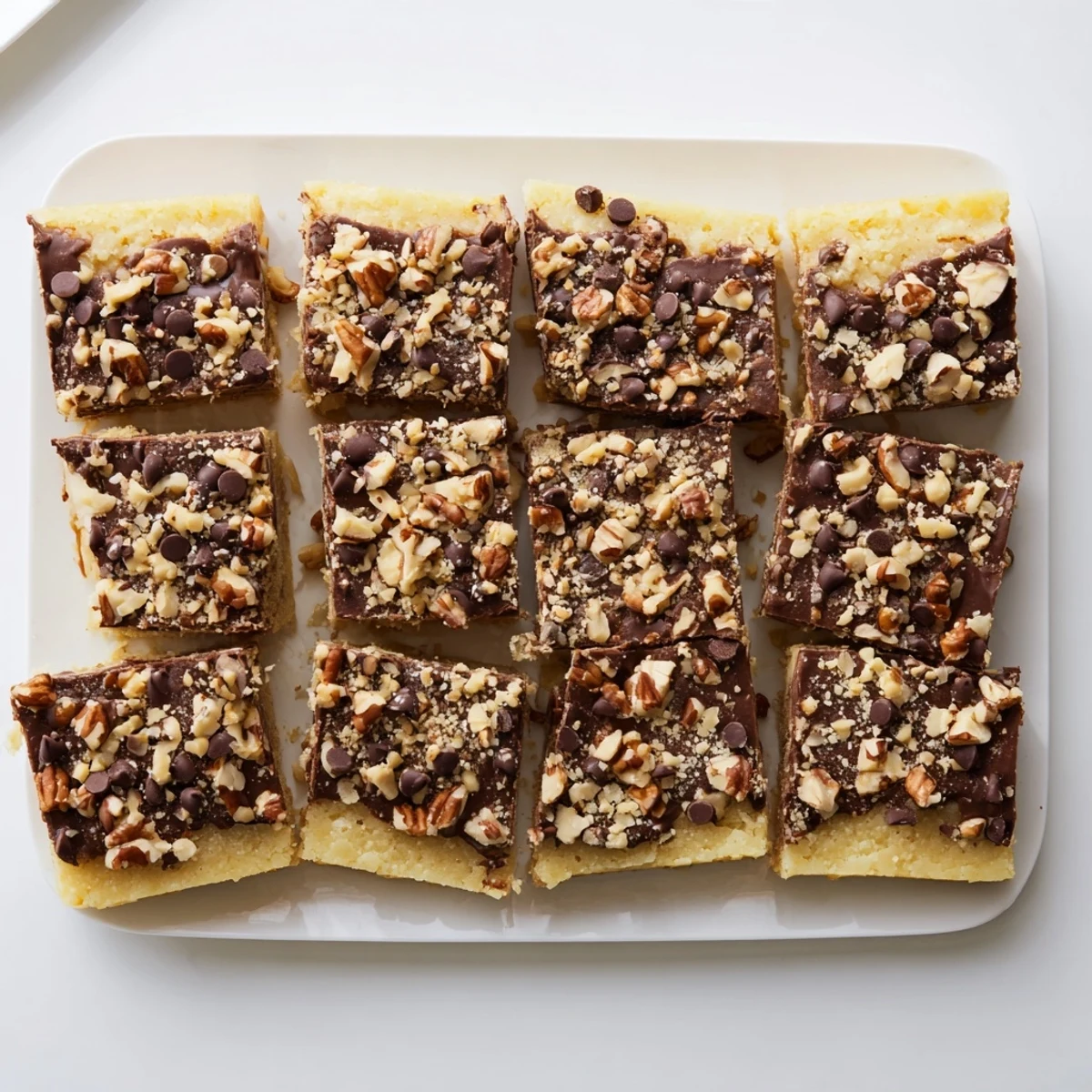 These chewy bars from a cake mix base are studded with crunchy toffee bits.