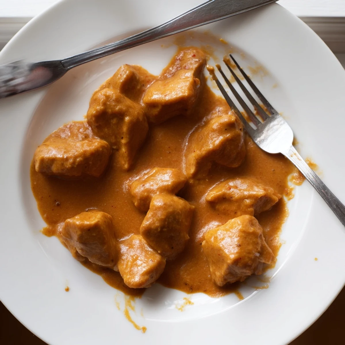 Perfectly plated 5 Ingredient Keto Butter Chicken garnished with fresh cilantro alongside fluffy cauliflower rice for a low-carb dinner.