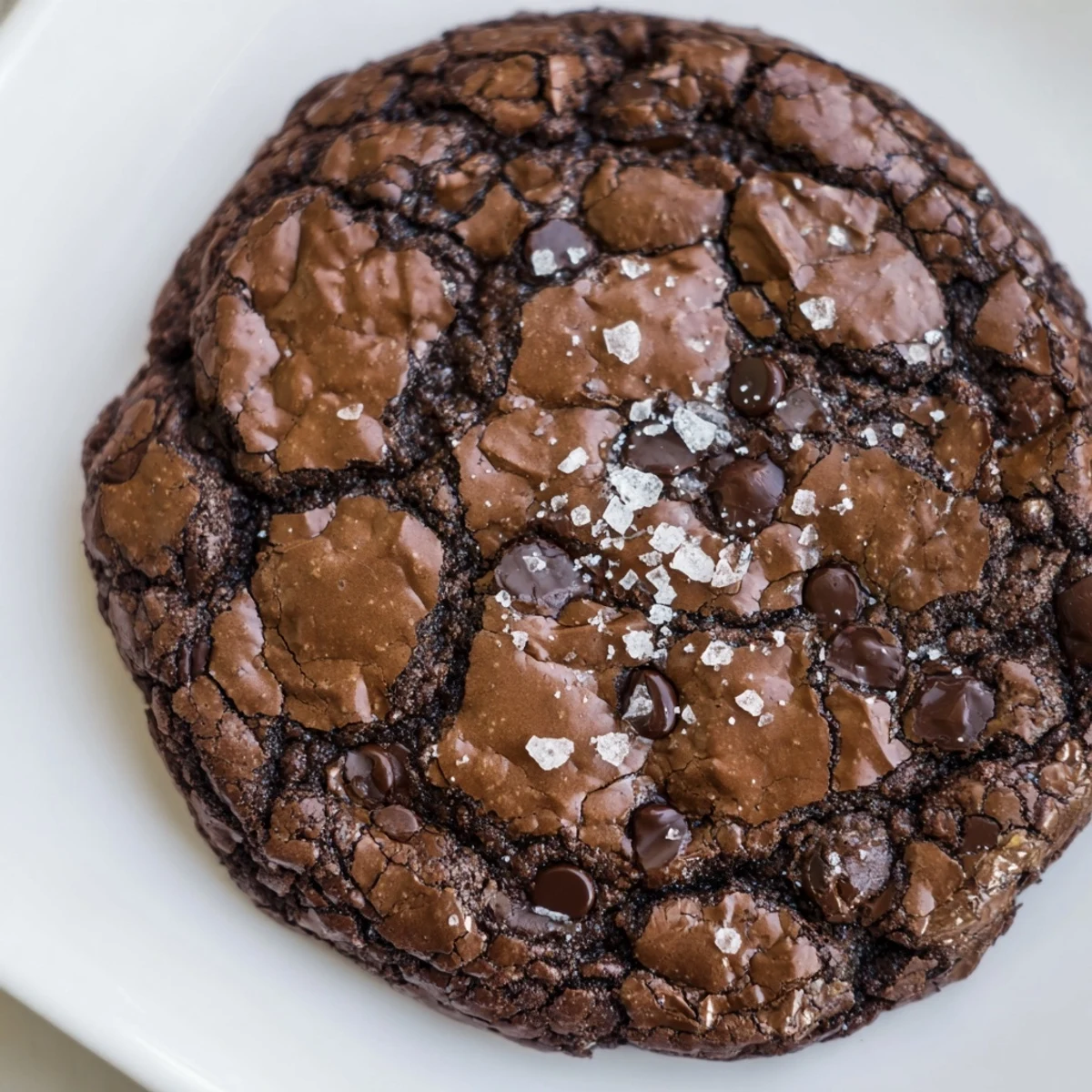 Gourmet Brownie Cookies resting on a wire rack next to a cold glass of milk.