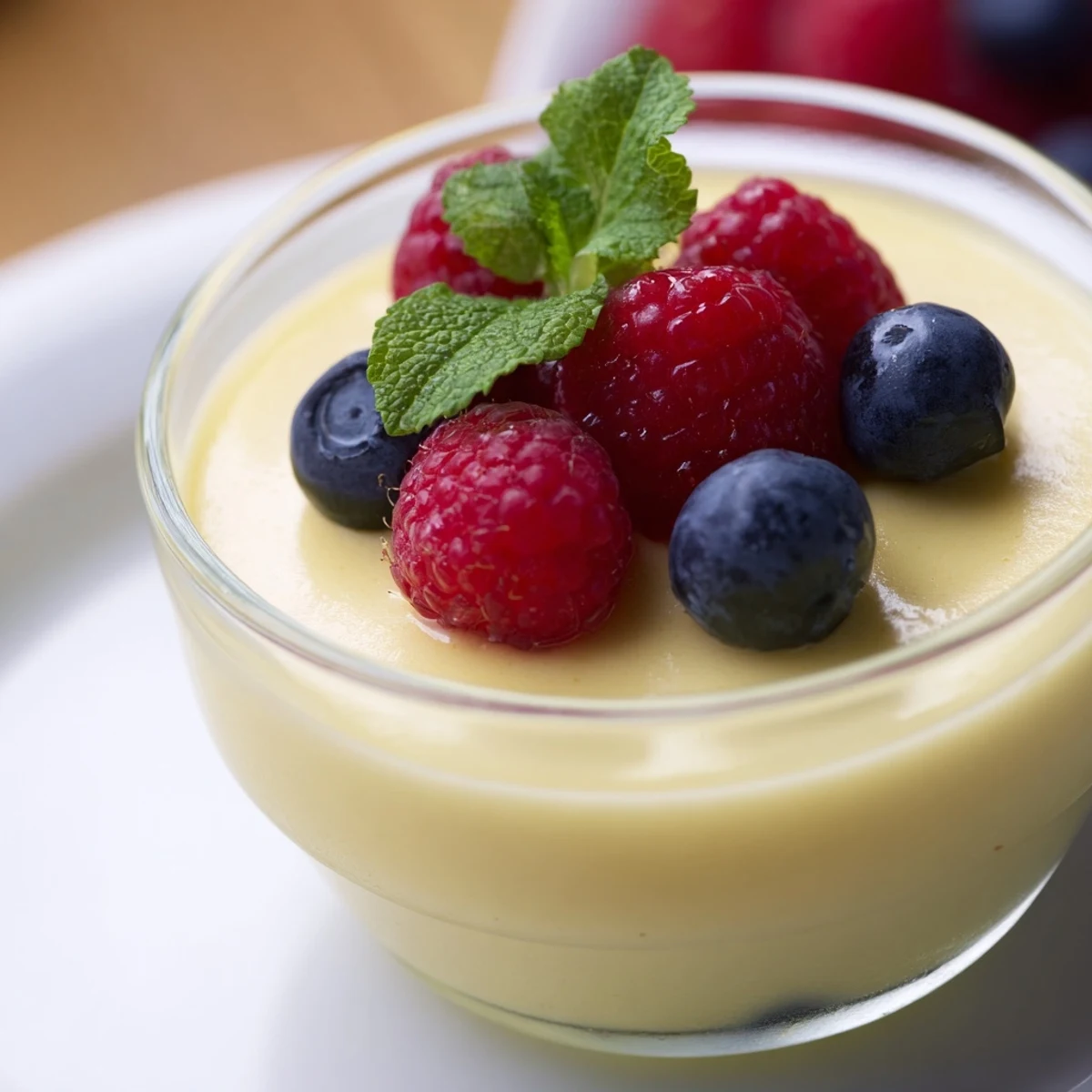 Creamy British lemon posset with smooth texture and vibrant citrus flavor in elegant dessert cups