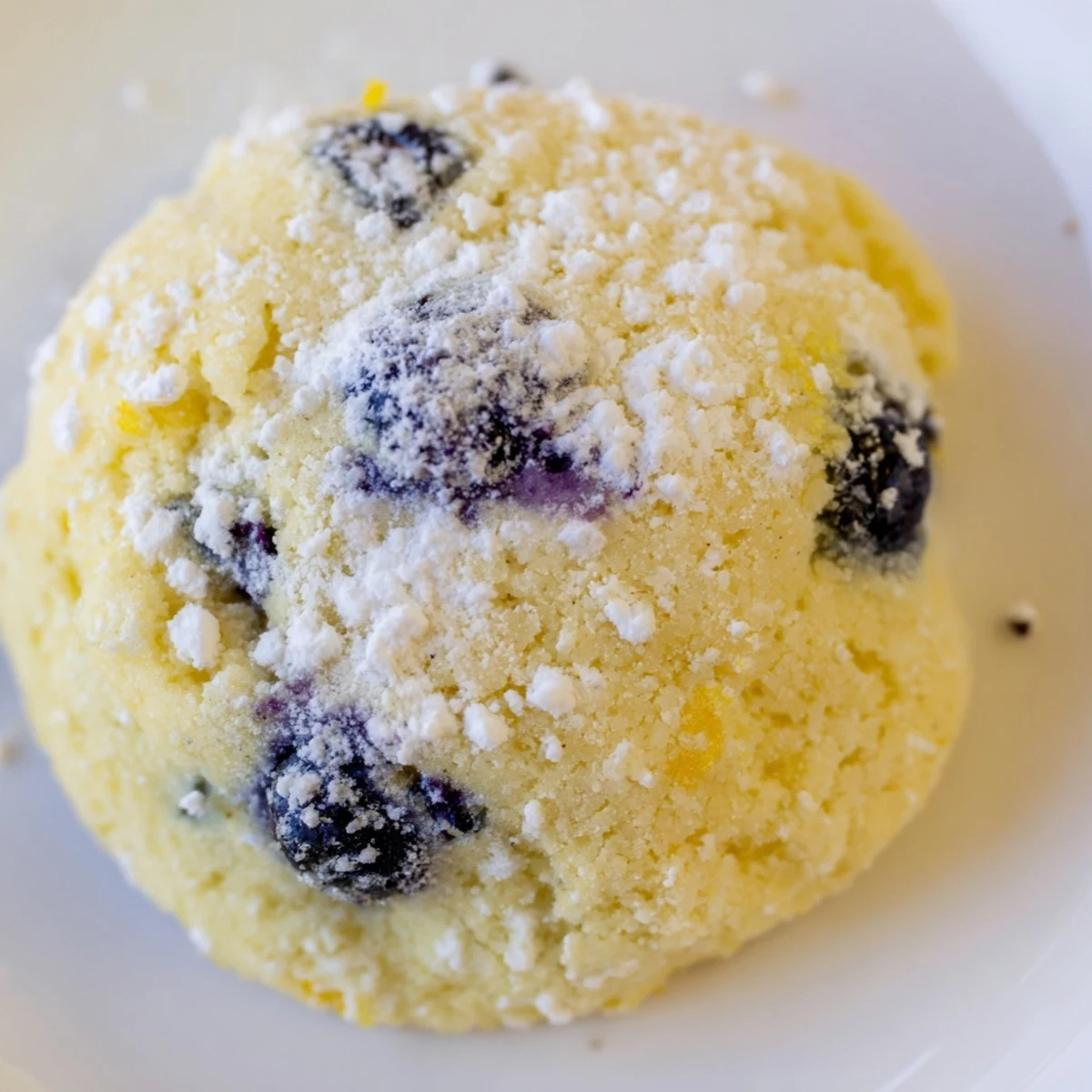 Golden baked soft lemon blueberry cookies cooling on a wire rack.
