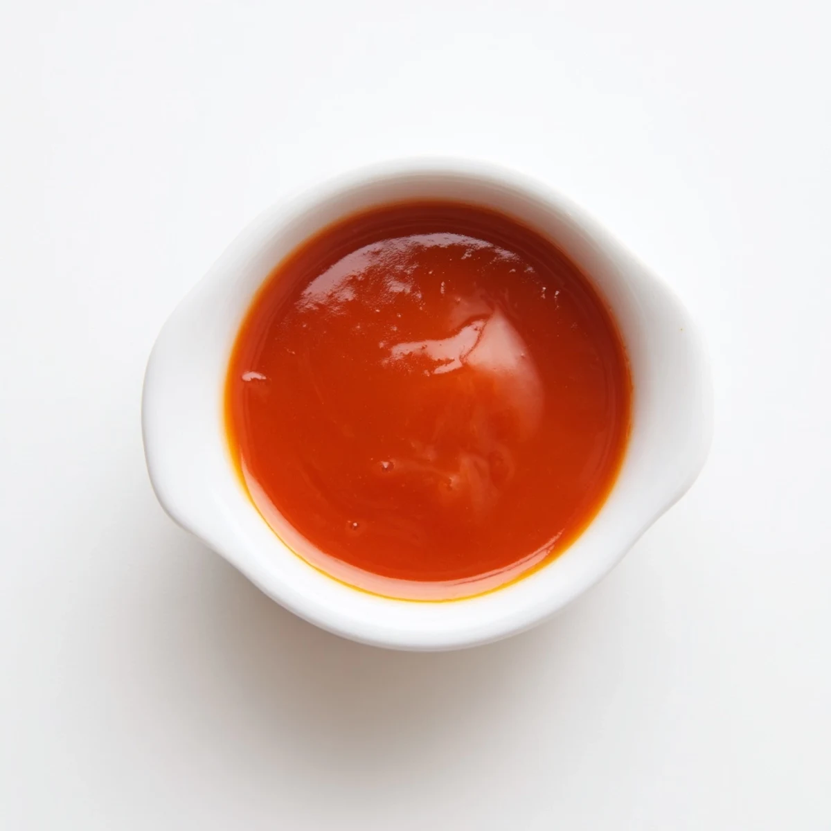 Glossy homemade McDonalds sweet and sour sauce served in a small glass ramekin with dipping spoon