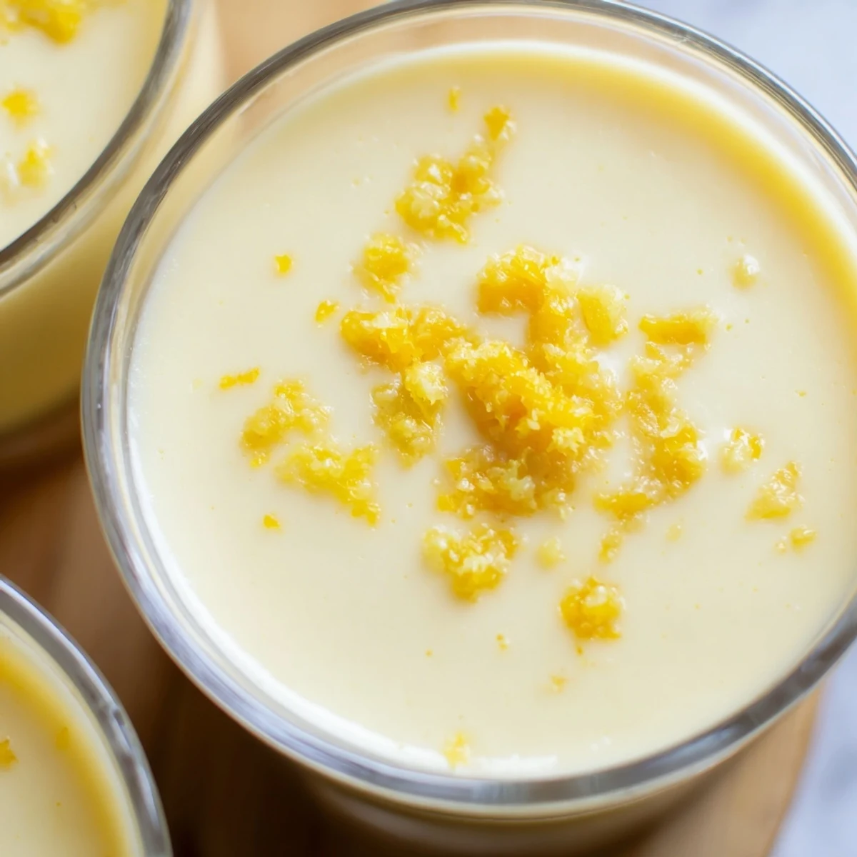 Luxurious British lemon posset served chilled with shortbread cookie and fresh berries