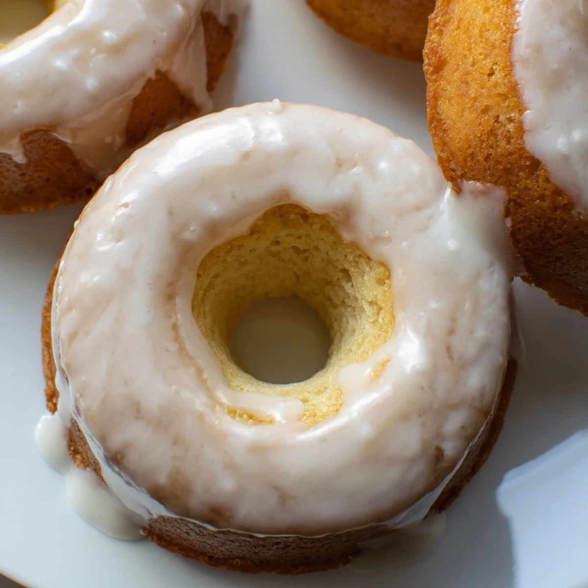 Light and fluffy Greek yogurt cake donuts arranged on a wire cooling rack after baking