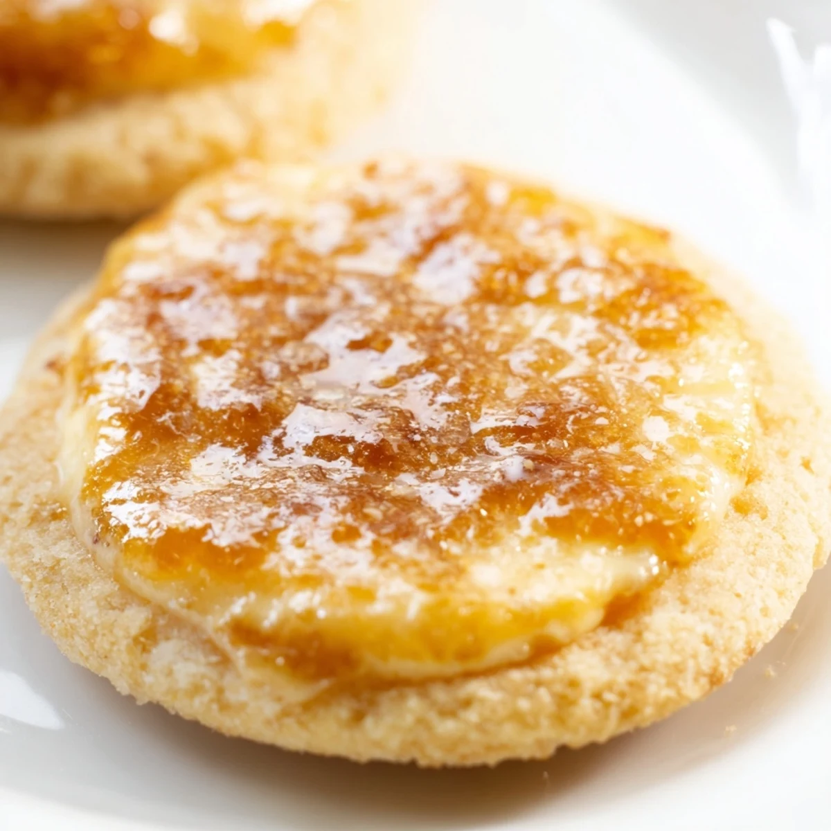 Buttery shortbread cookies topped with torched custard and crunchy caramelized sugar layer