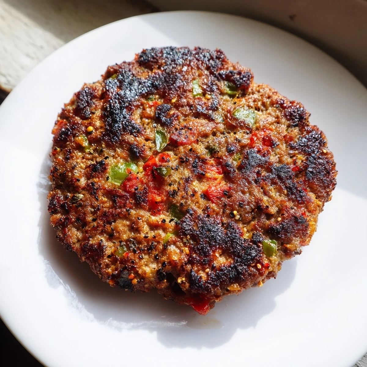 Golden crispy Pakistani Chapli Kabab sizzling in a skillet with aromatic spices and fresh herbs