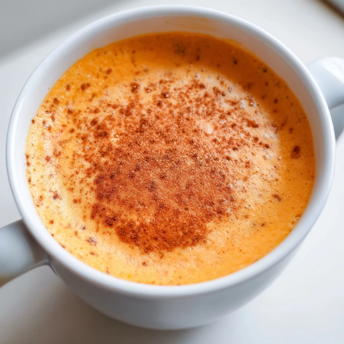 Rich purple goguma latte garnished with nutmeg and served steaming hot