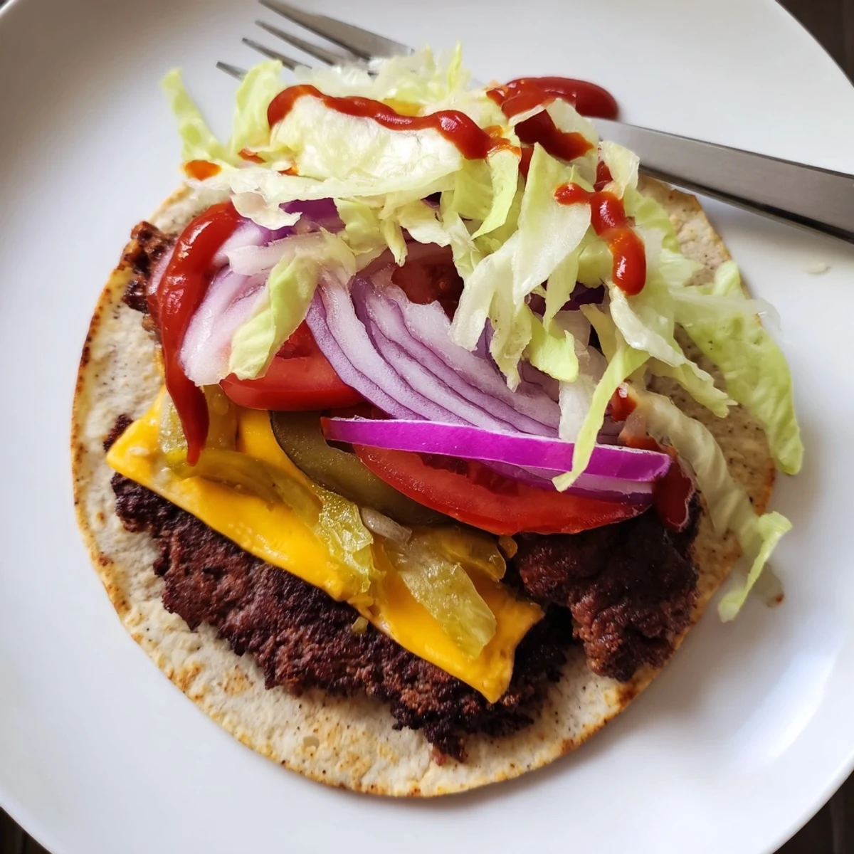 Stack of Smash Burger Tacos folded warm, buttery tortillas, tangy burger sauce