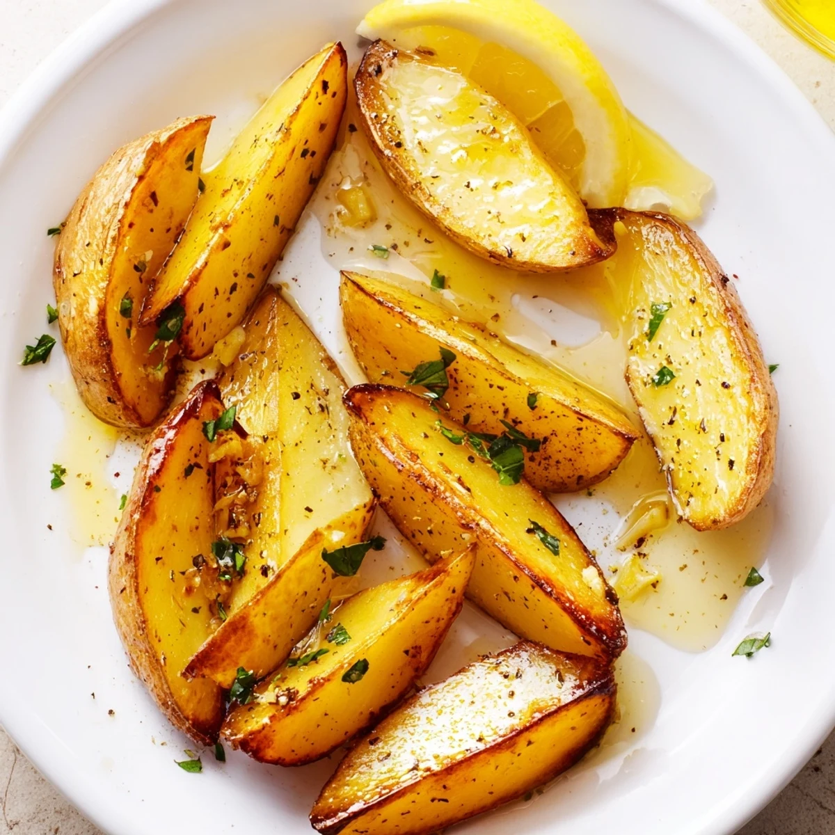 Authentic Greek Lemon Potatoes Recipe: golden wedges crisped, fragrant lemon-garlic pan juices
