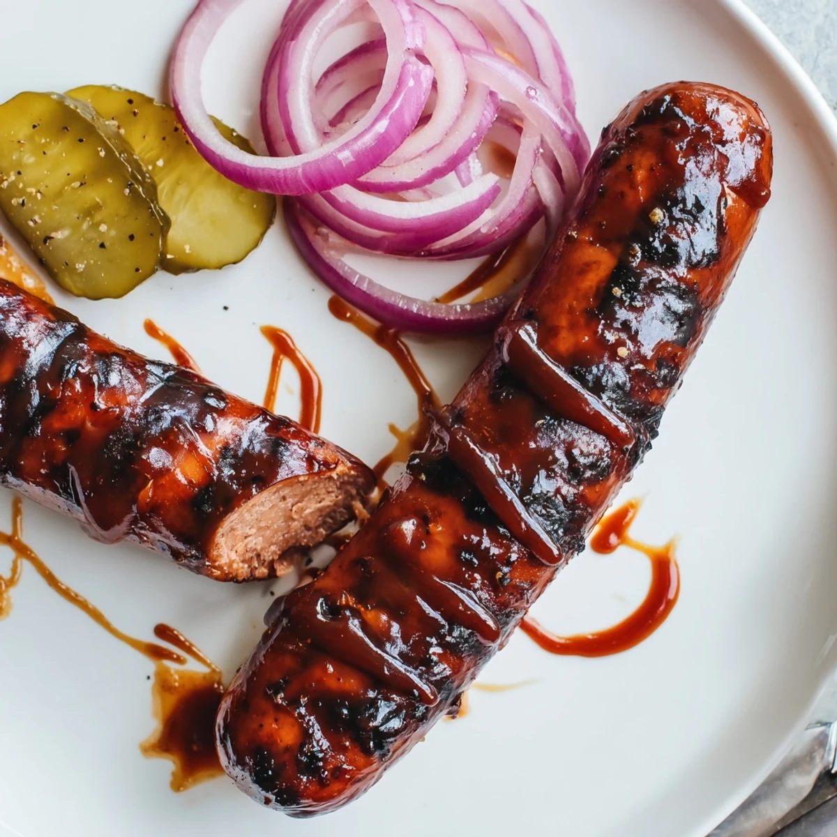 Grilled BBQ Sausage Recipe plated in buns with tangy slaw, smoky aroma  