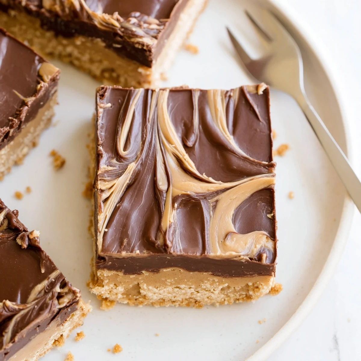 Family-style No Bake Peanut Butter Bars served on parchment, rich peanut aroma