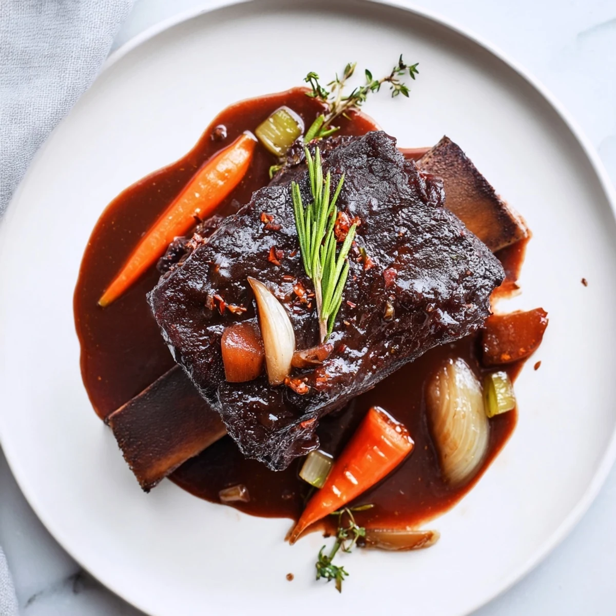 Gently shredded Slow Cooker Beef Short Ribs served atop creamy polenta, steaming  