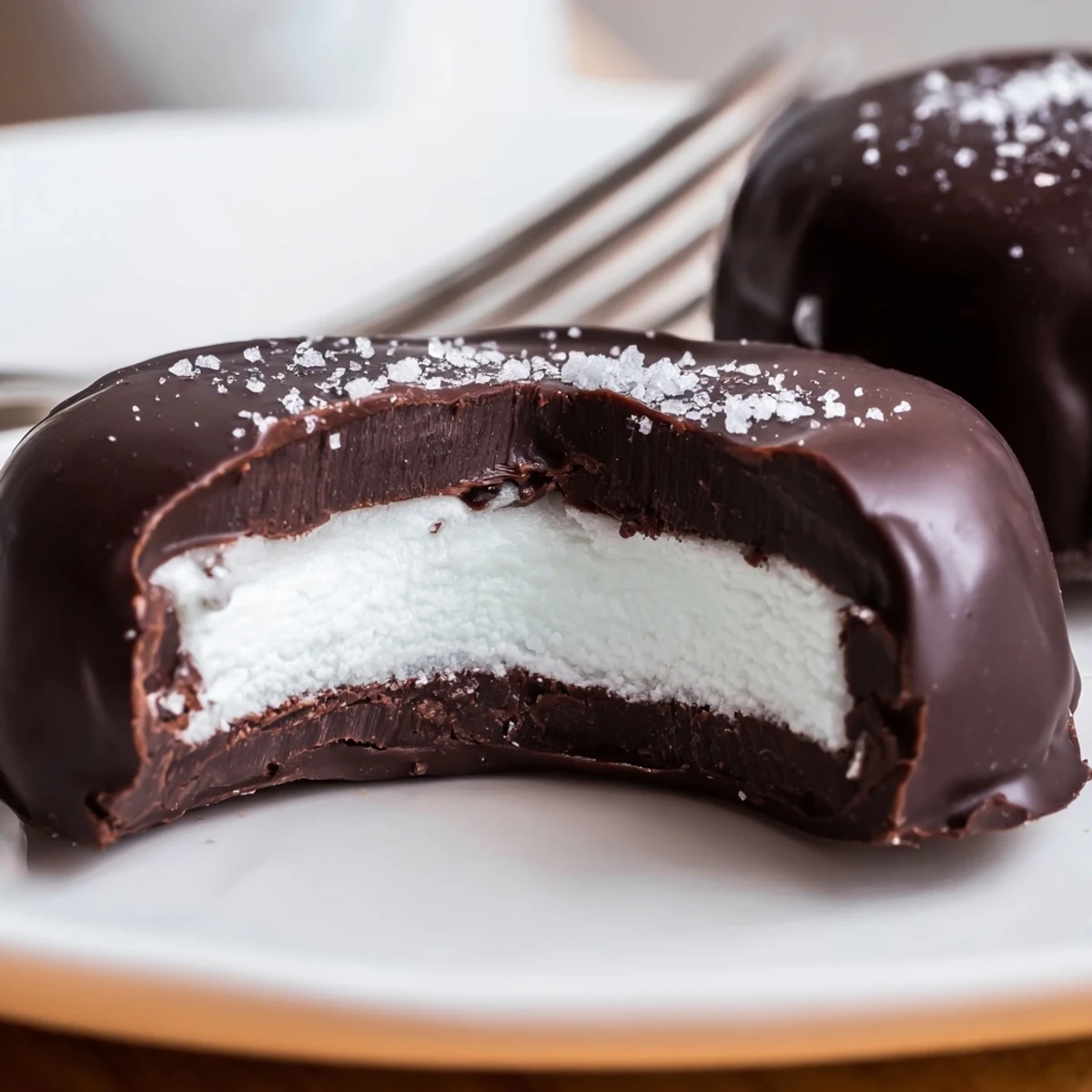 Homemade Peppermint Patties on parchment, chilled and ready for gifting.