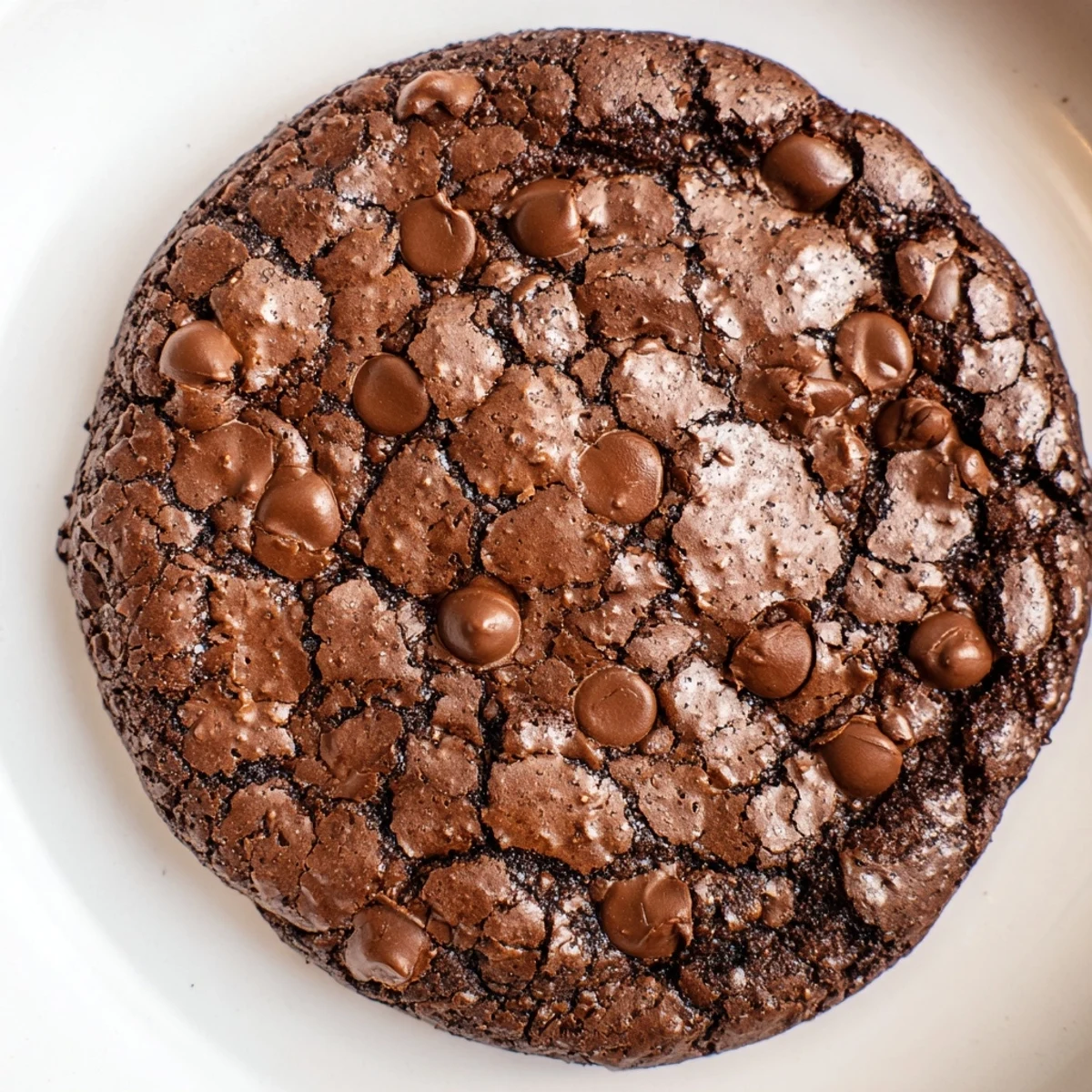 Rich dark chocolate espresso cookies stacked on a wooden serving board