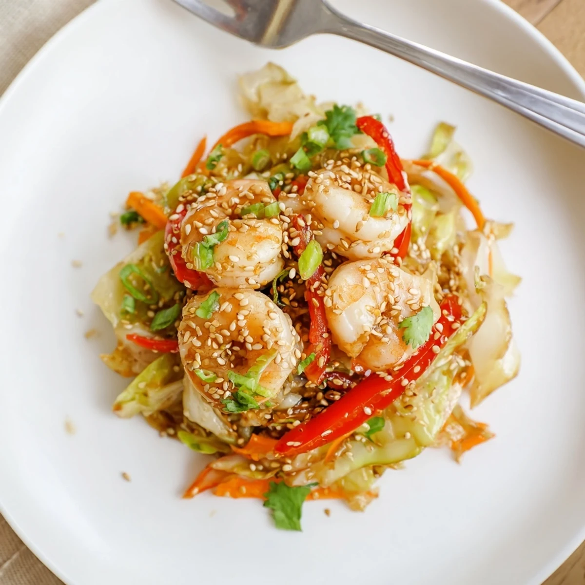 Crisp vegetables and tender shrimp in Delicious Asian Shrimp And Cabbage Stir Fry