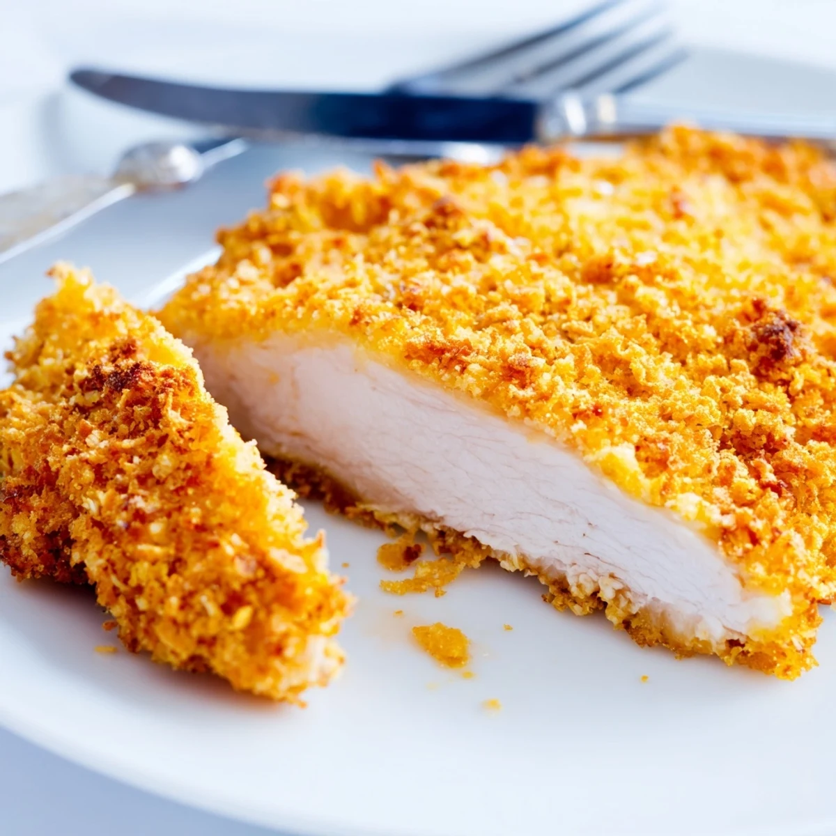 Juicy fried chicken breast pieces seasoned with spices and fried until perfectly crispy