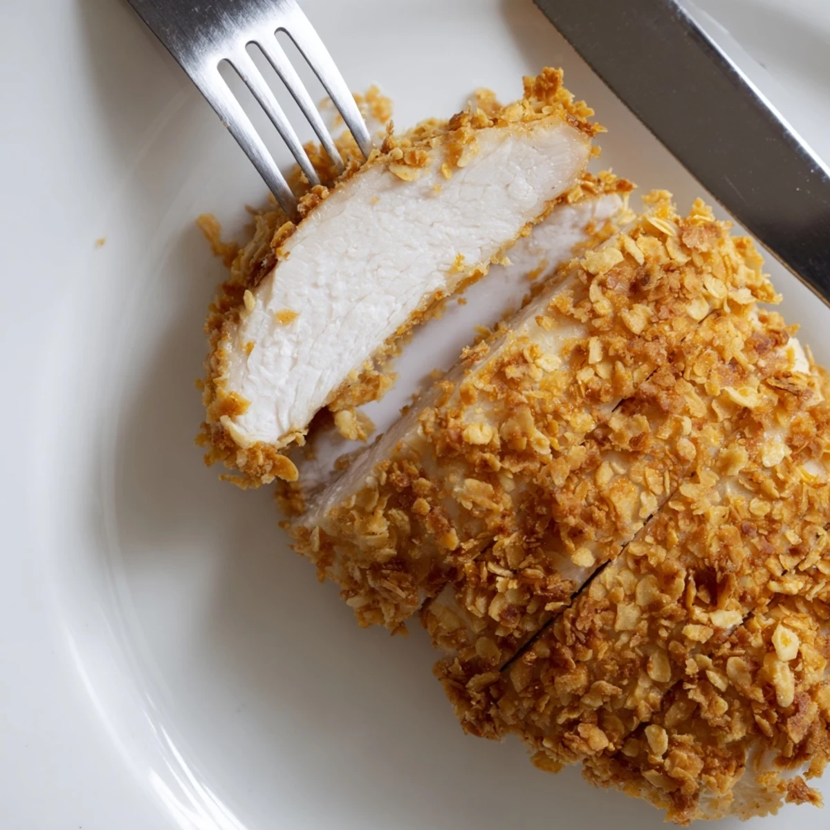 Homemade fried chicken breast with golden crust served alongside fresh coleslaw and mashed potatoes
