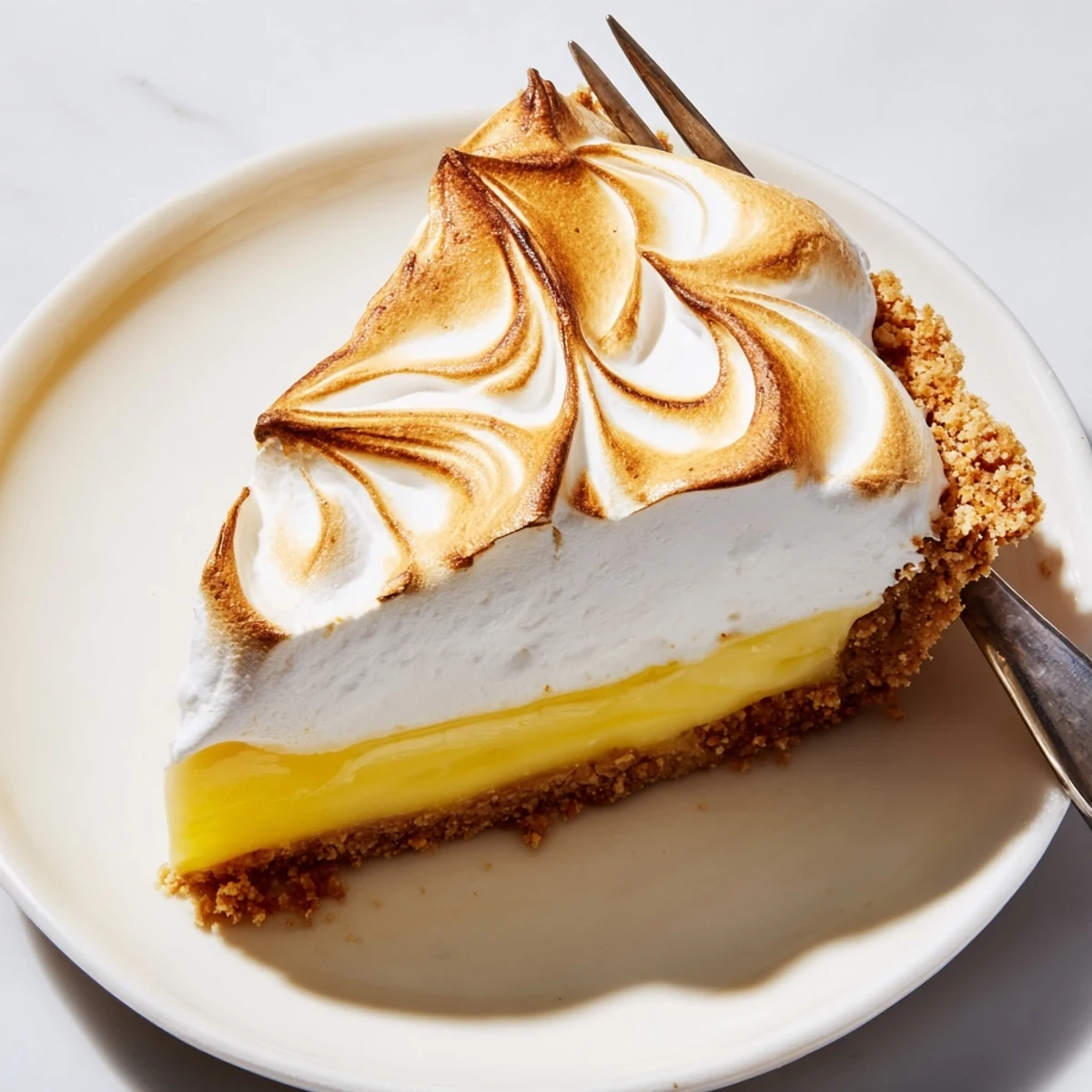 Silky tangy real lemon pie recipe filling served in a toasted crumb crust