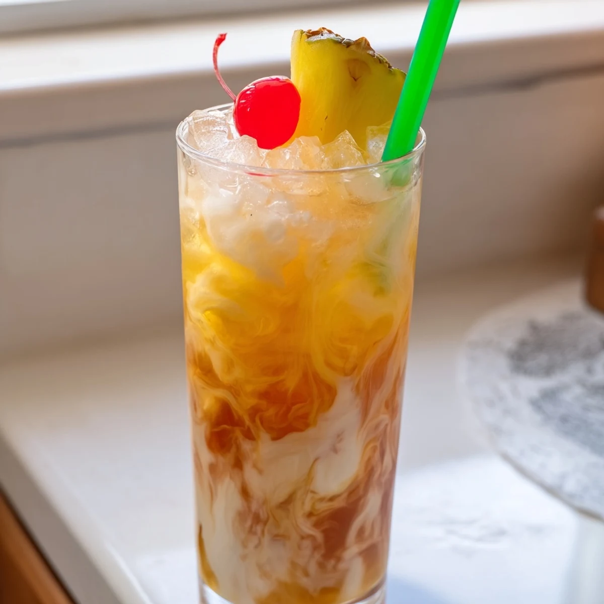 Golden pineapple soda and rich cream blend in this Tropical Thunder Dirty Soda